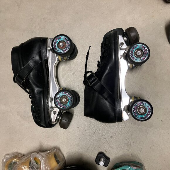Riedell RS1000 speed skates, leather uppers, wide toestop, 3 sets of wheels - Picture 3 of 12